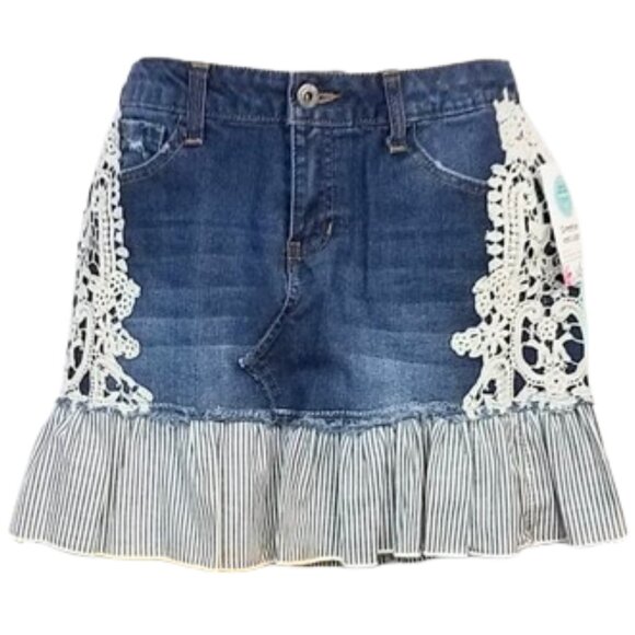 ARIZONA Refashioned Upcycled Distressed Denim Blue Jean Skirt - Girl's 16 - Picture 3 of 6